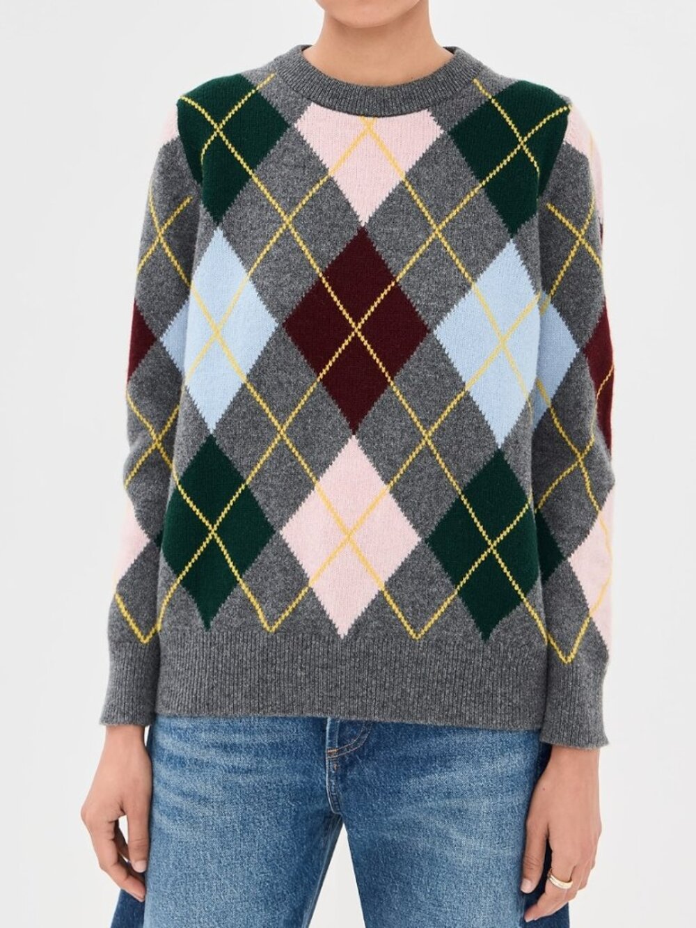&Daughter Argyle Slouch Crewneck Geelong Lambswool Sweater